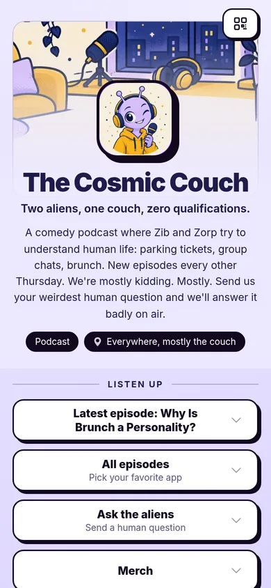 lockedin.me/cosmic-couch-pod, a page made on Lockedin