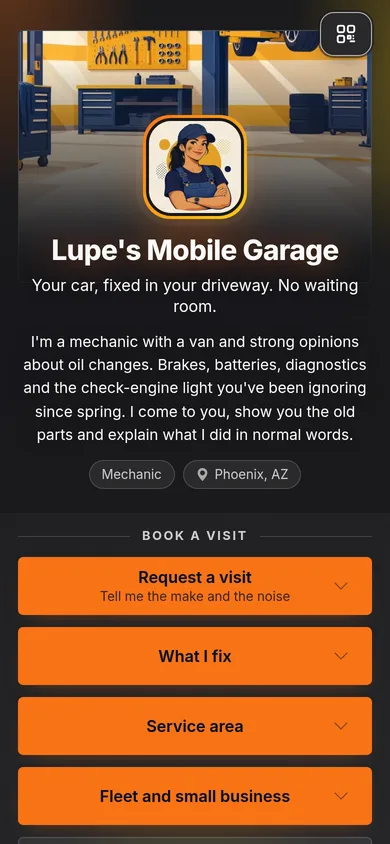 lockedin.me/lupes-mobile-garage, a page made on Lockedin