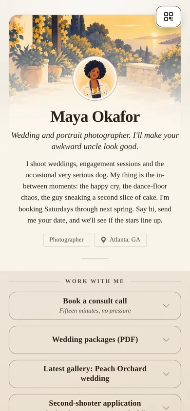 lockedin.me/maya-okafor, a page made on Lockedin