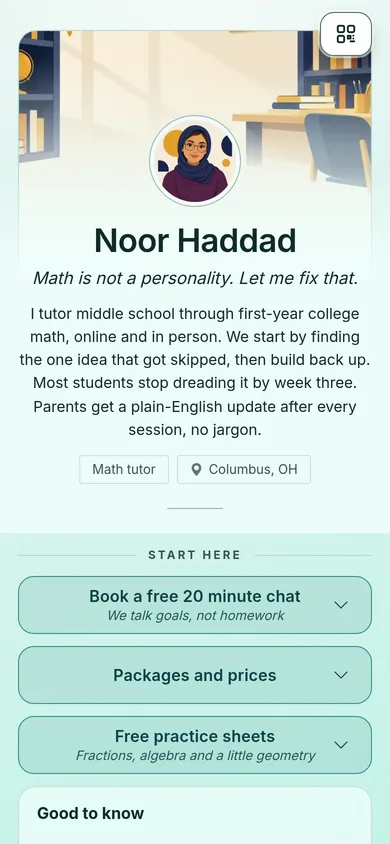 lockedin.me/noor-haddad, a page made on Lockedin