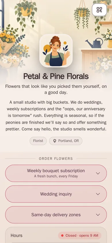 lockedin.me/petal-and-pine, a page made on Lockedin